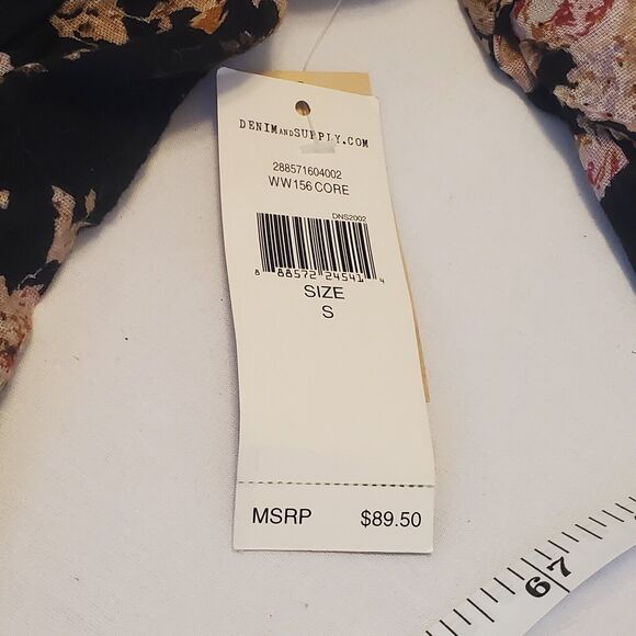 Denim & Supply Ralph Lauren Top Womens S/P Black Boho Sheer Lace-up Front NWT - Picture 9 of 12